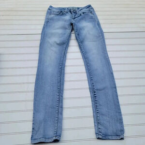 SO Women's Juniors Size 3 Blue Skinny Medium Wash Cotton Stretch Jeggings 27x29